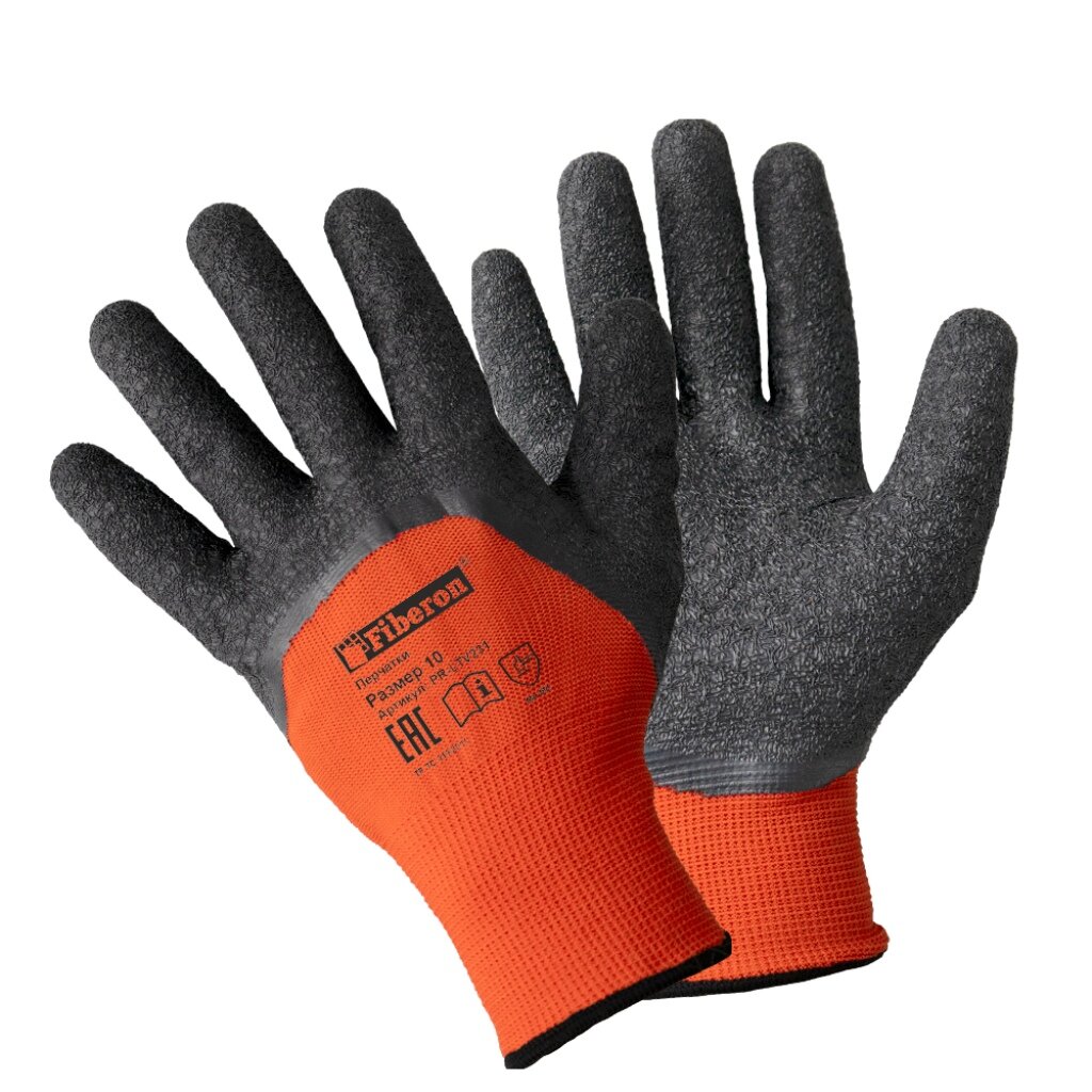 Перчатки полиэстер, текстурированные, 10 (XL), надежный захват, Fiberon перчатки полиэстер латексный облив 10 xl повышенная защита при тяжелых работах fiberon