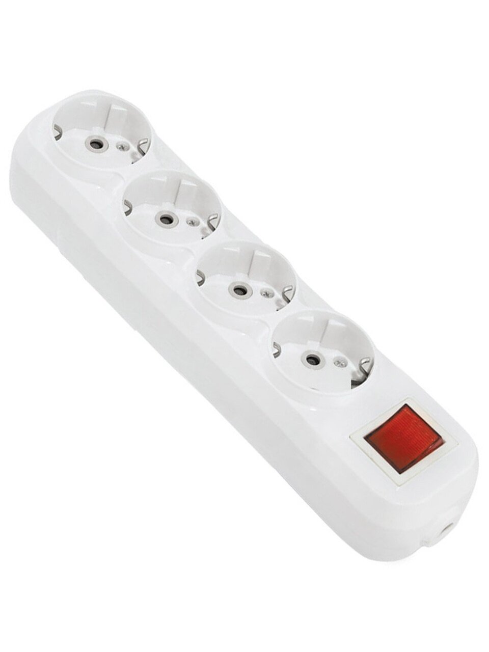 Корпус удлинителя 4 гнезда, 2 + 3, с заземлением, 16 А, выключатель, белый, TDM Electric, Народная, SQ1806-0421