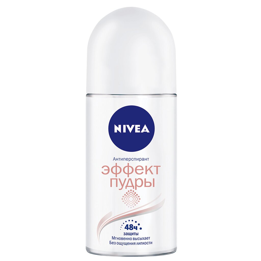Дезодорант Nivea, Эффект пудры, для женщин, ролик, 50 мл дезодорант rexona crystal clear aqua без белых следов для женщин ролик 50 мл