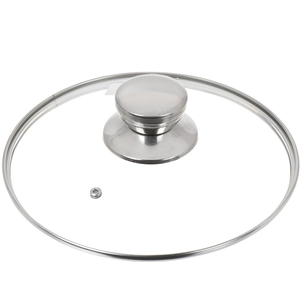 Крышка для посуды стекло, 20 см, Daniks, металлический обод, кнопка нержавеющая сталь, Д5720 крышка для посуды стекло 26 см мечта металлический обод кнопка нержавеющая сталь кр26