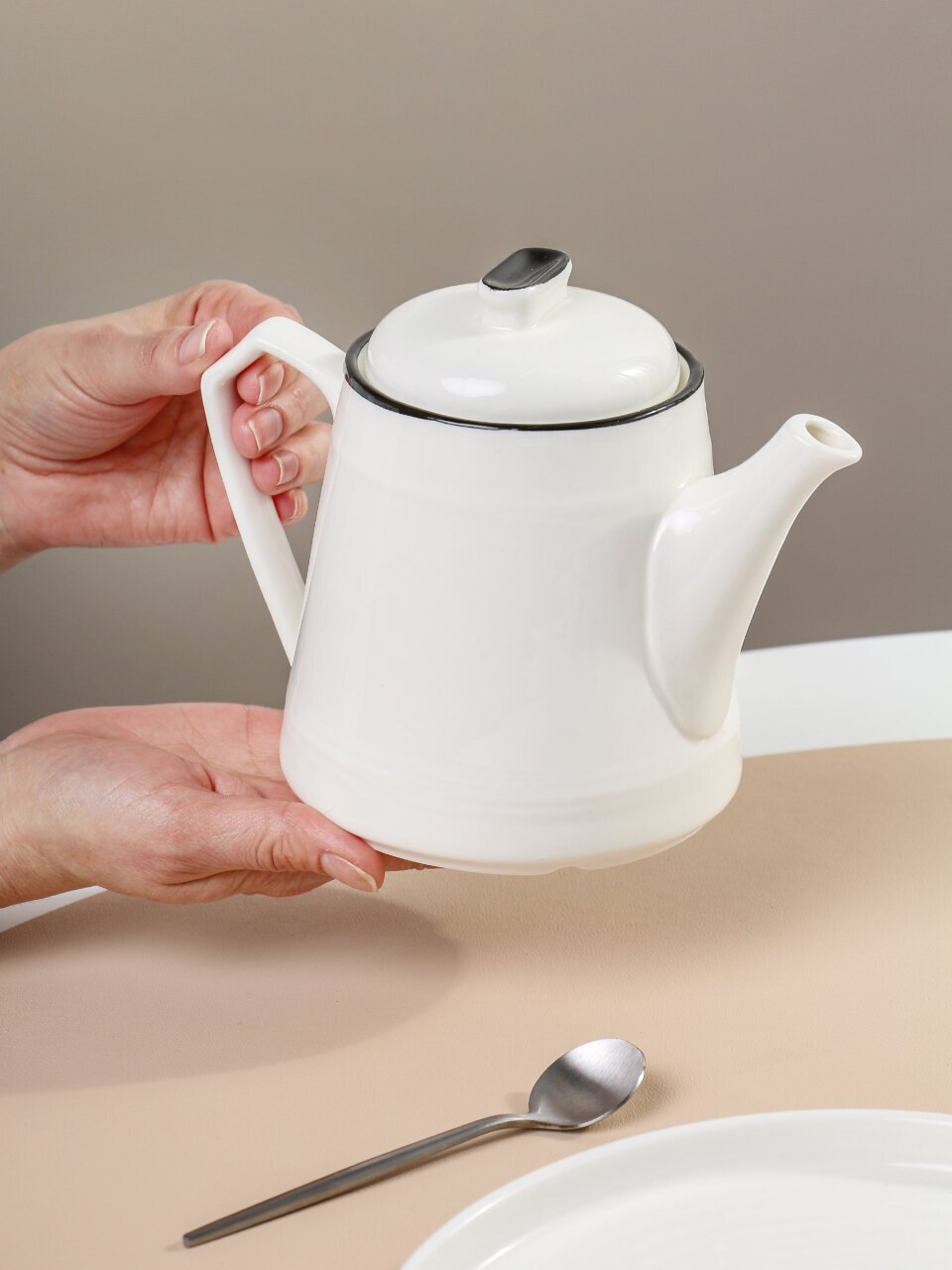 Чайник заварочный керамика, 0.75 л, Блэк энд Уайт, Y6-6013/Y4-9207