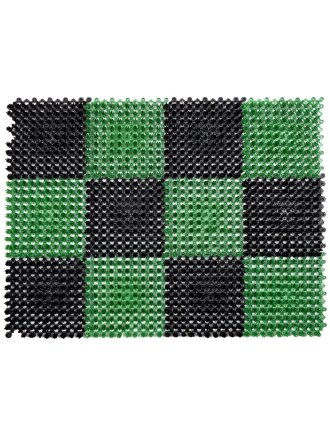 Коврик грязезащитный, 42х56 см, прямоугольный, щетина, черно-зеленый, 71-002