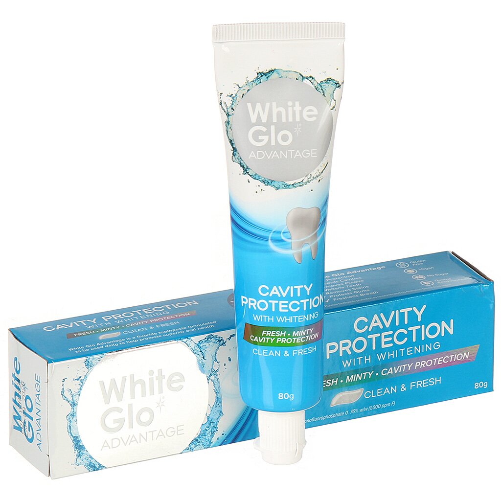 Зубная паста White Glo, Защита от кариеса, 80 г, отбеливающая зубная паста dental clinic 2080 сияющая белизна 100 г