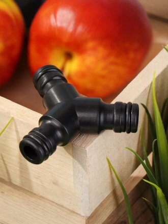 Переходник для шланга быстросъемный, трехсторонний, блистер с клипсой, Grandy, JS-329