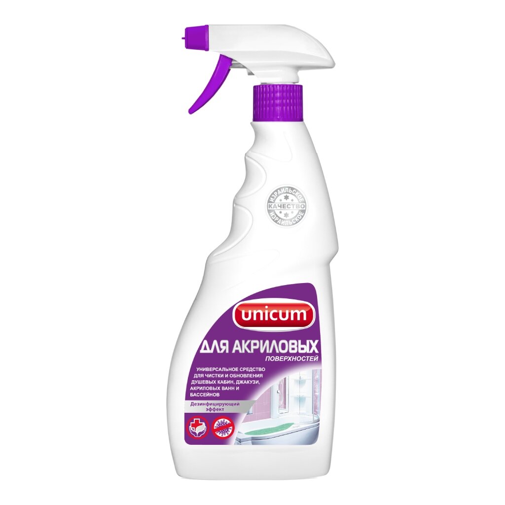 Чистящее средство для чистки акриловых ванн и душевых кабин, Unicum, спрей, 500 мл чистящее средство для кухни unicum жироудалитель спрей 500 мл