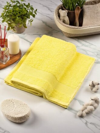 Полотенце банное 70х140 см, 100% хлопок, 380 г/м2, Грация, Barkas, банановое, Узбекистан