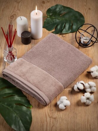 Полотенце банное 70х140 см, 100% хлопок, 470 г/м2, Амур, Silvano, бежевое, Узбекистан