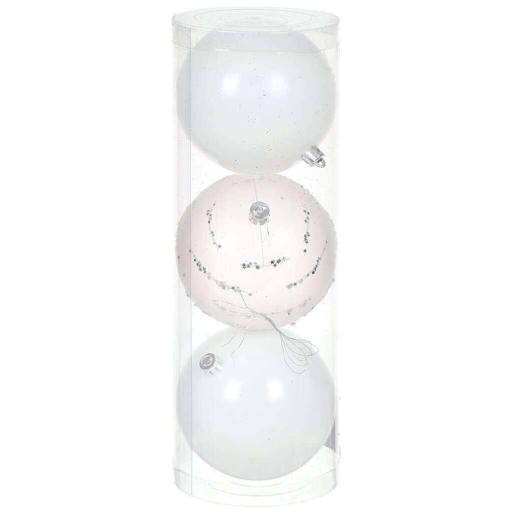 Елочный шар 3 шт, белый, 10 см, пластик, SYQE-012120