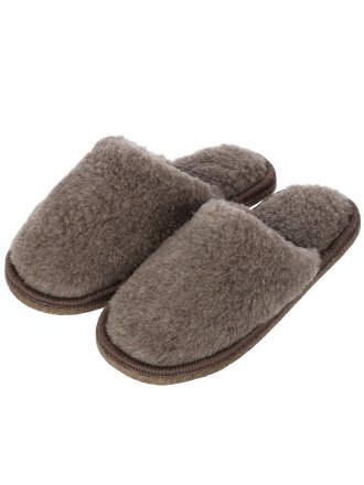 Тапки для женщин, шерсть, серо-коричневые, р. 39-40, закрытые, ТМ002СК