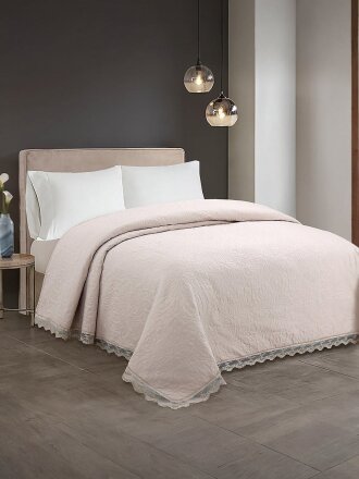 Покрывало евро, 240х220 см, 100% полиэстер, стеганое, Silvano, Ультрасоник Вивьен, кофе с молоком