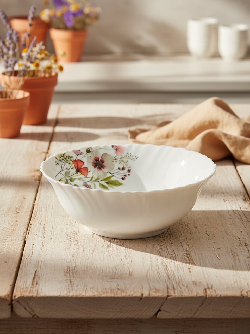 Салатник стеклокерамика, фигурный, 15х6 см, 0.4 л, Сухоцветы, МФК, MFK21181