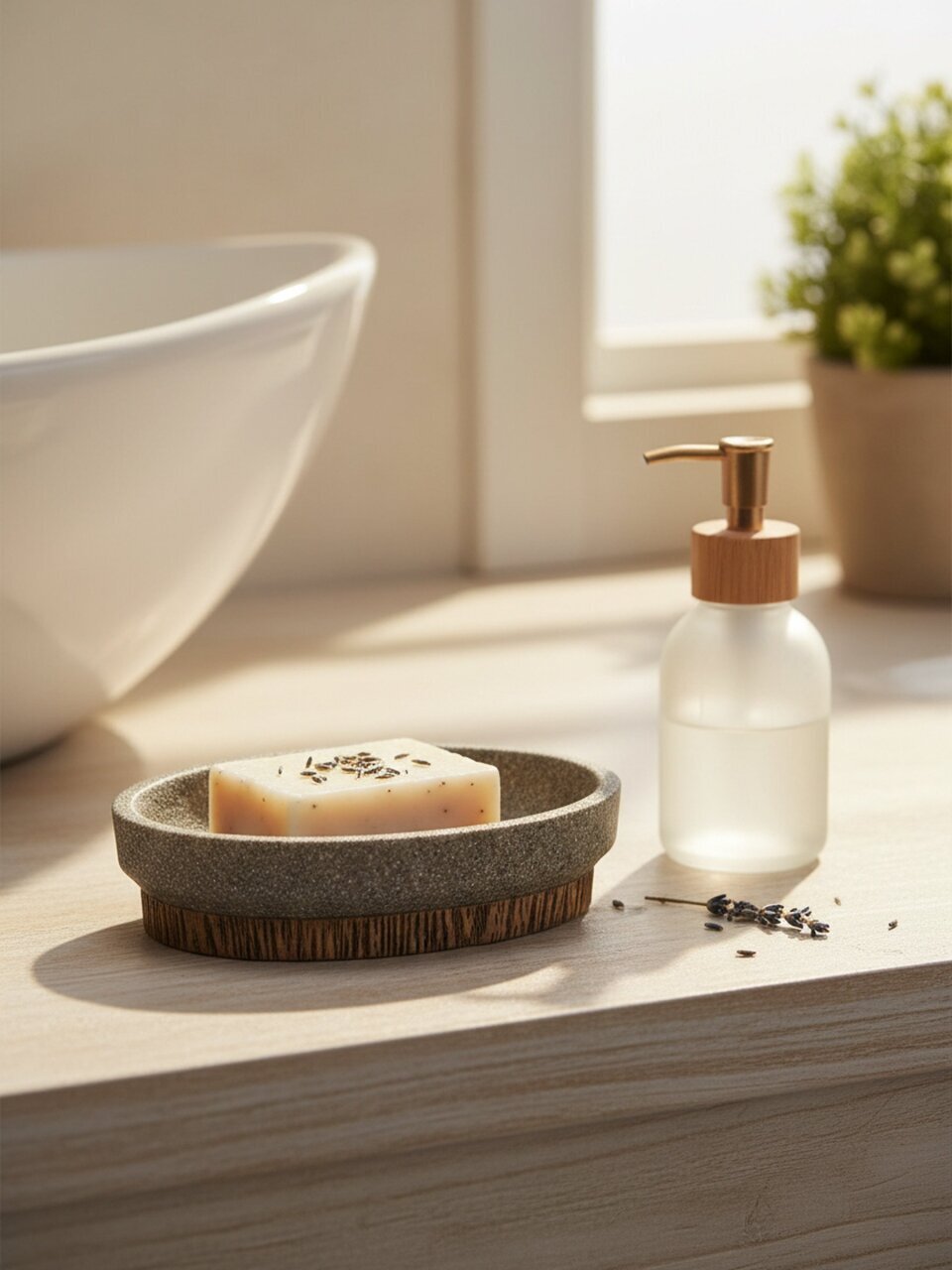Мыльница настольная Серый/дерево, полистоун,12.5x8.8x2.7 см, BRE0953AA-SD