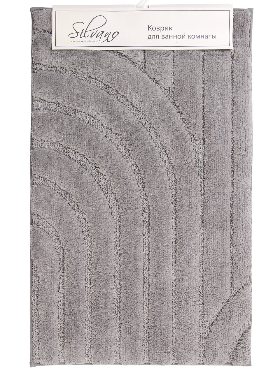Коврик для ванной, 0.5х0.8 м, полиэстер, светло-серый, Silvano, Линии, Y4-11472