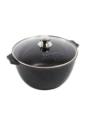 Кастрюля алюминий, антипригарное покрытие, 6 л, крышка стекло, Мечта, Гранит star, 46803