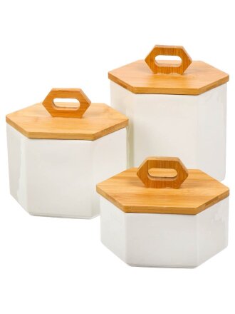 Банка для сыпучих продуктов, керамика, 3 шт, с крышкой, 0.56 л, 0.9 л, 1.25 л, Y4-6611