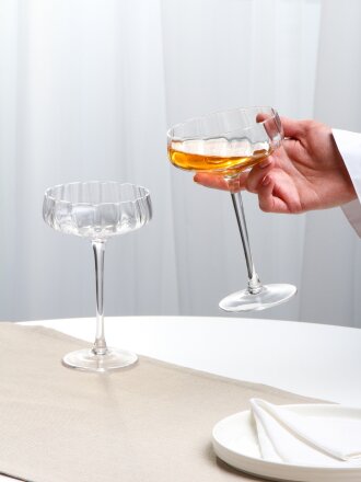 Бокал для шампанского, 210 мл, стекло, 2 шт, Daniks, Moments, креманка