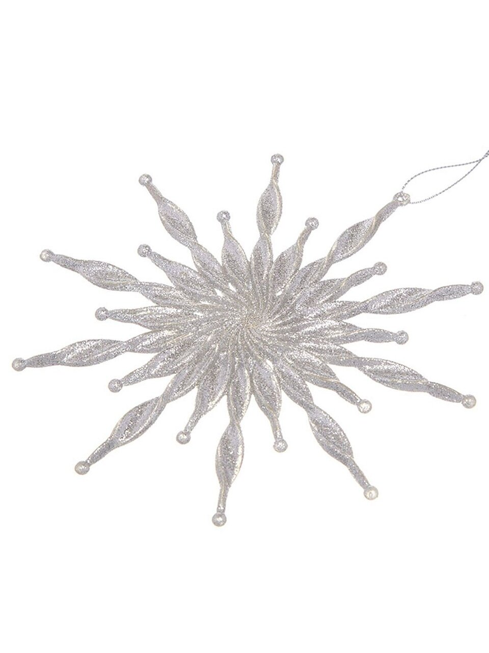 Елочное украшение Снежинка, серебро, 15 см, пластик, SYYKLA-1919157
