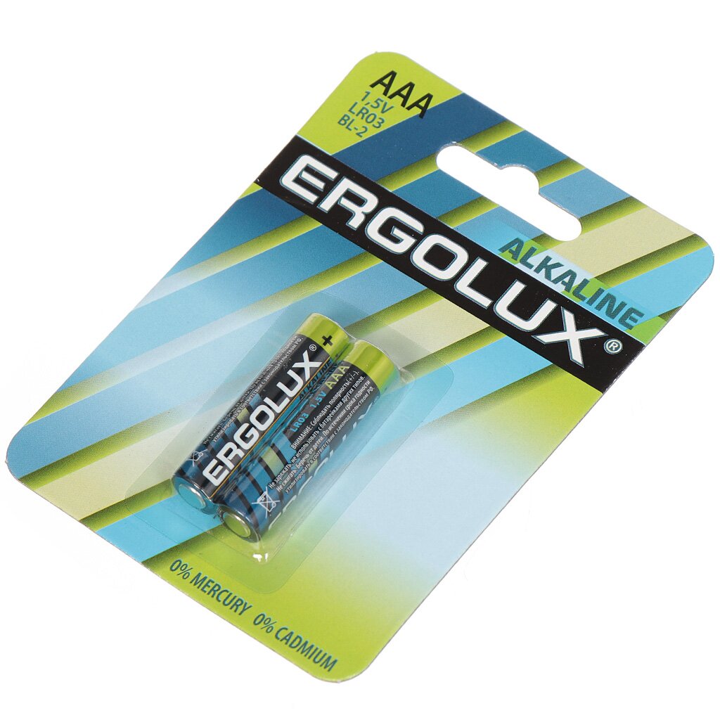 Батарейка Ergolux ААА LR03 24A Alkaline щелочная 15 В блистер 2 шт 11743 59₽