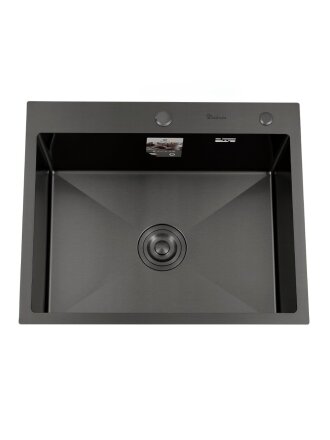 Мойка кухонная врезная, Diadonna, нержавеющая сталь, 600х500х200 мм, с PVD покрытием, серый графит, DS6050B