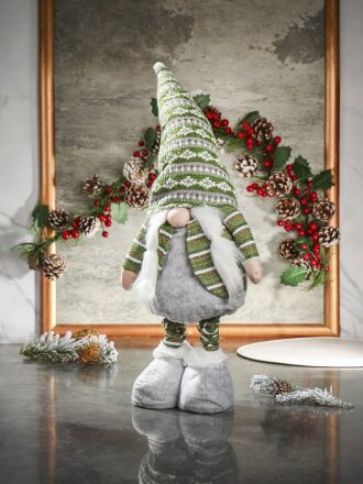 Фигурка декоративная Гномик, 21х15х92 см, телескопическая, зеленый, белая, F010036