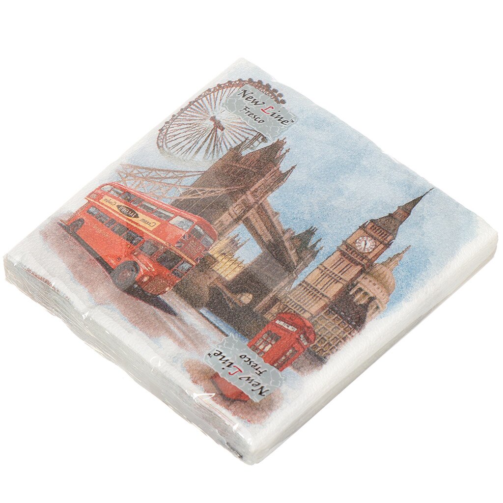 Салфетки бумажные New Line, Лондон, 20 шт, 2 слоя, 33х33 см