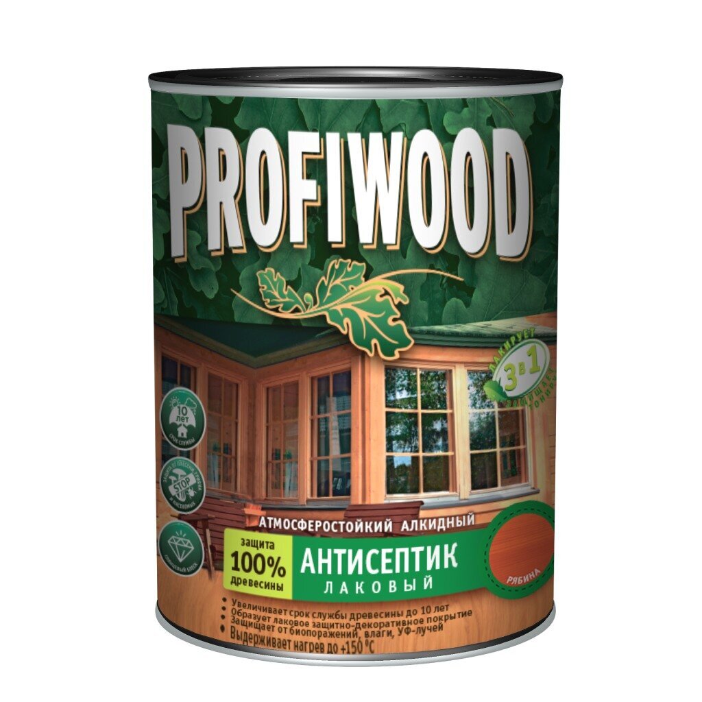 Антисептик Profiwood, для дерева, лаковый, рябина, 0.7 кг