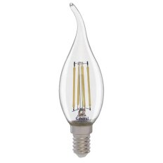 Лампа светодиодная E14, 8 Вт, 230 В, свеча на ветру, 4500 К, свет нейтральный белый, General Lighting Systems, Филамент, прозрачное стекло