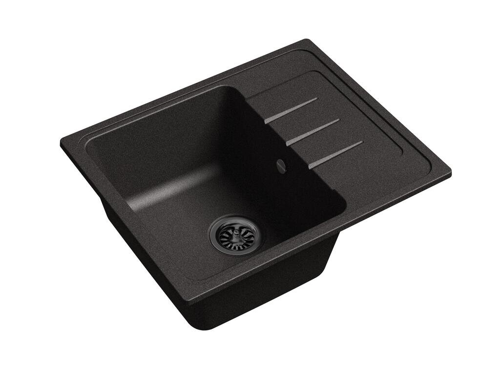 Мойка кварц Elegant 45F 1-чаша + крыло 580*480мм черный, EWIGSTEIN