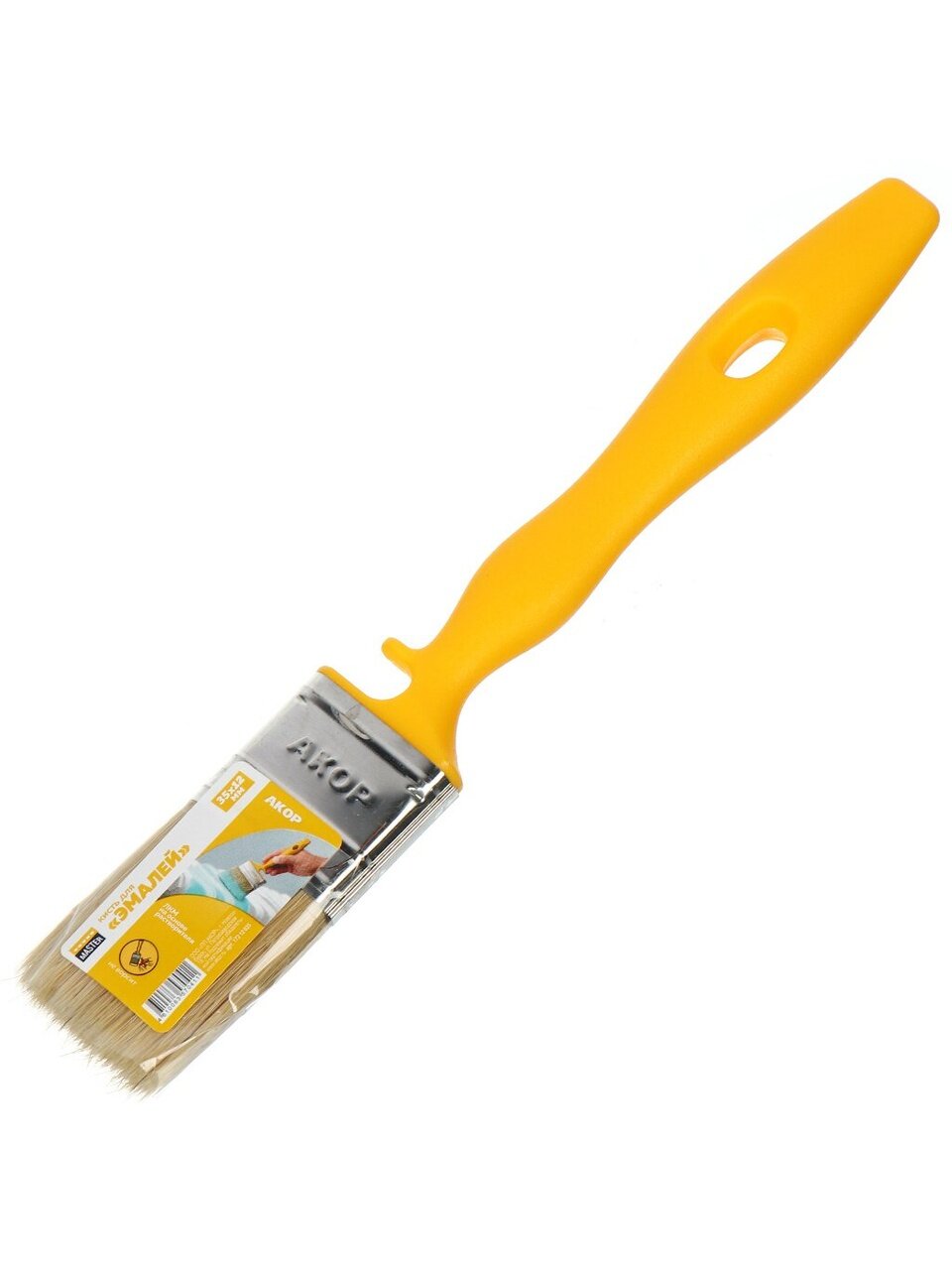 Кисть плоская, Акор, Эмали, Мастер, 12х35 мм, натуральная щетина, 51 мм, рукоятка пластик, 172 12 035