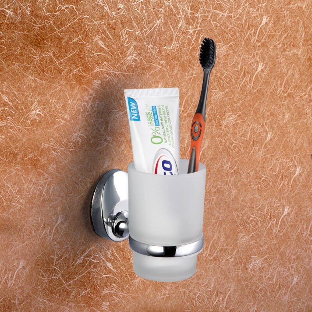 Стакан для зубных щеток, стекло/металл, хром, Frap, F1606 настенный зубной диспенсер для пасты зубных щеток deko