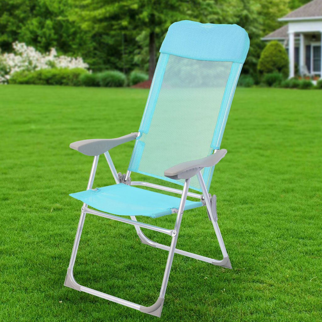 Кресло складное пляжное 60х60х112 см, голубое, сетка, 100 кг, Green Days, YTBC048-1 детское кресло cubby paeonia green с подлокотниками 222549