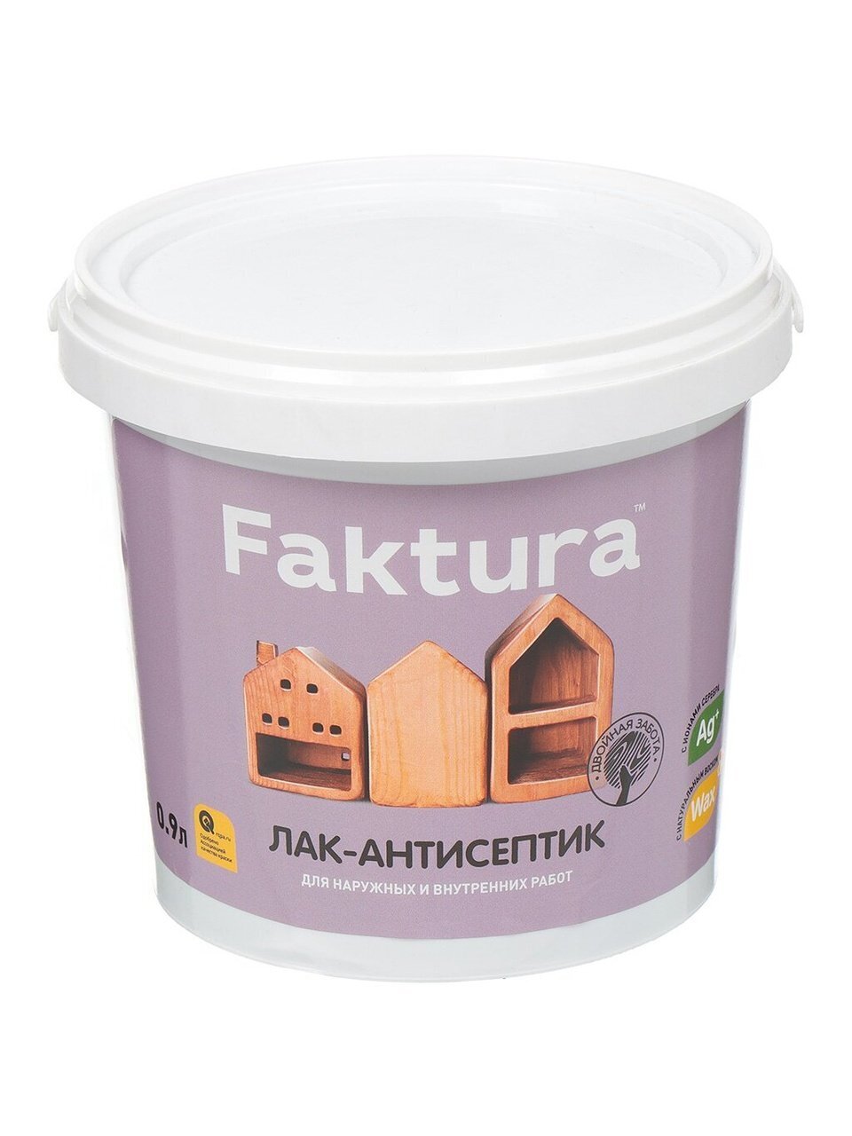 Лак-антисептик Faktura, полуматовый, полиакриловый, беленый дуб, для внутренних и наружных работ, 0.9 л
