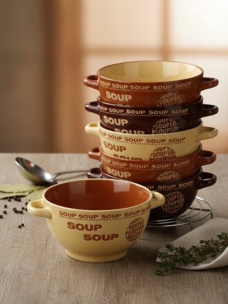 Бульонница керамика, 6 шт, 650 мл, металлическая подставка, ТМ Глория, Гурман, 6016-6MS