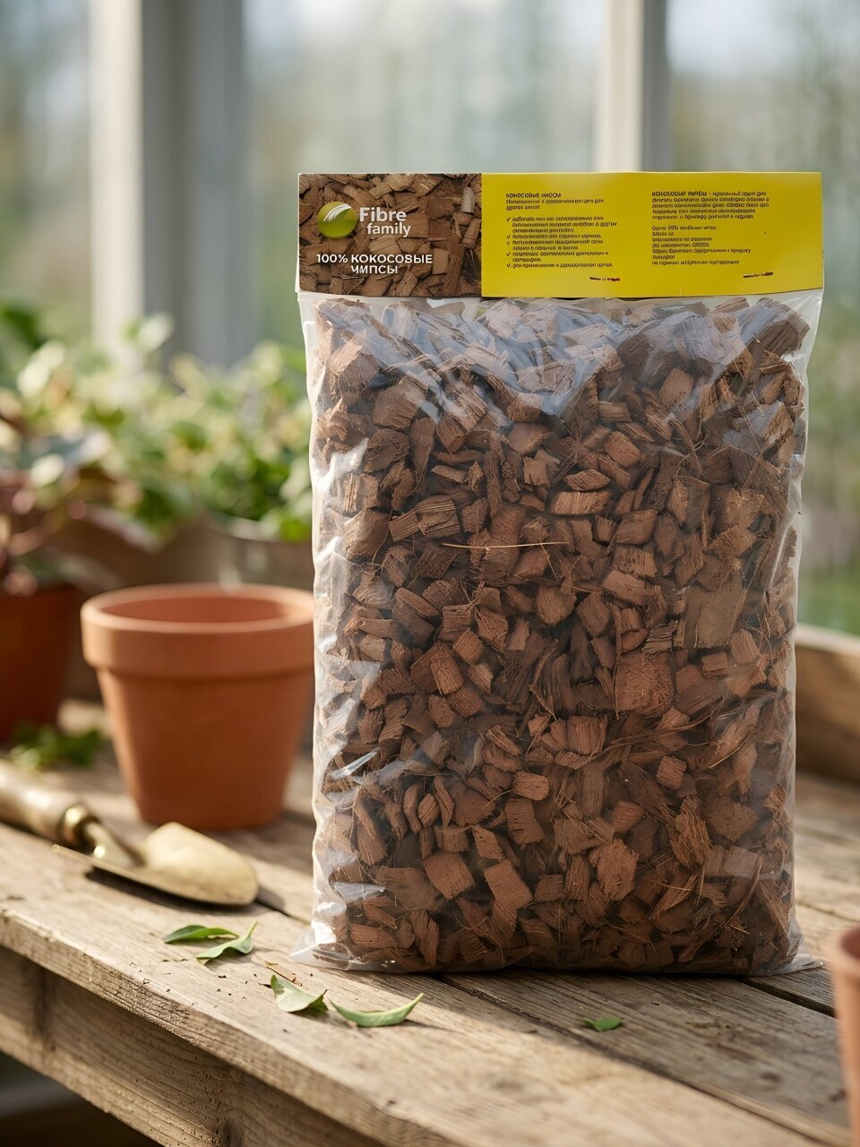 Кокосовые чипсы 1 л, Fibre Family, в пакете, не прессованные