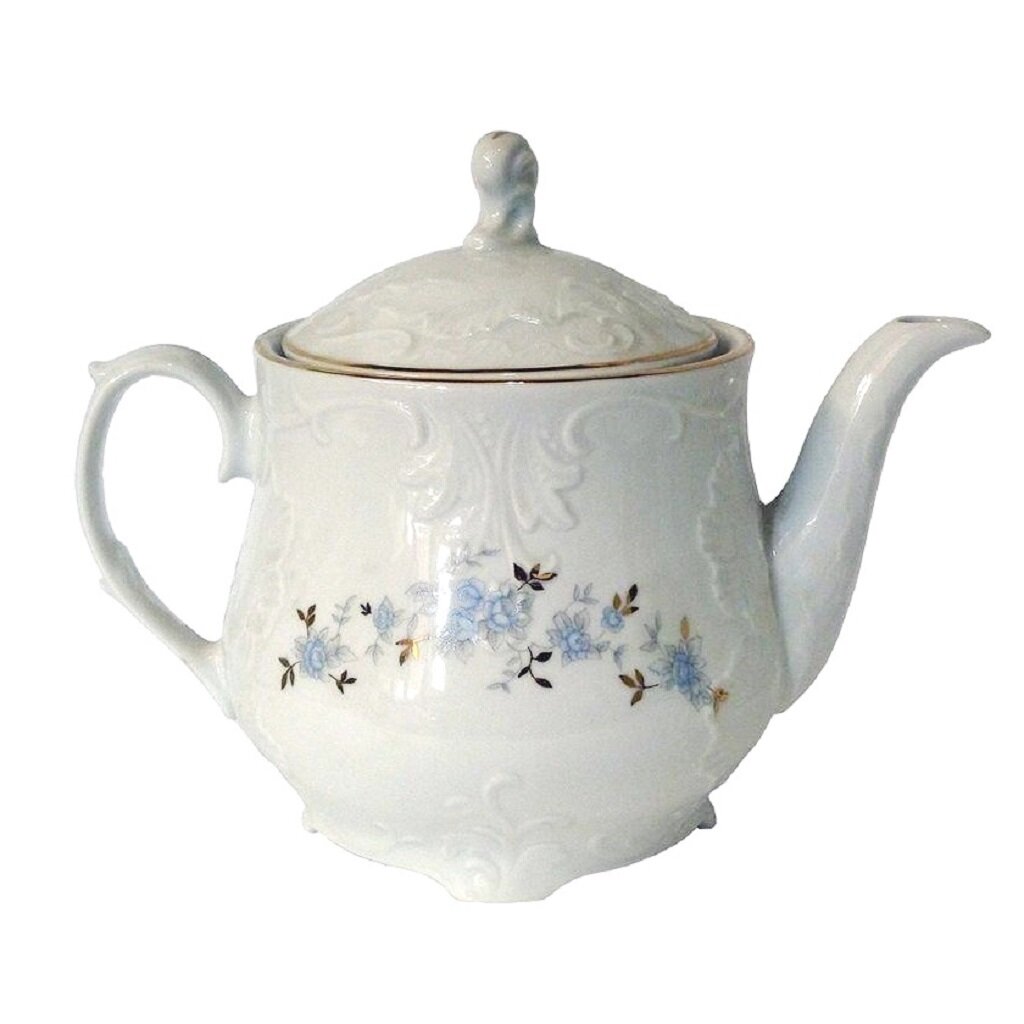 Чайник заварочный фарфор, 1.1 л, Cmielow, Голубой цветок Богемия, 356 609 706