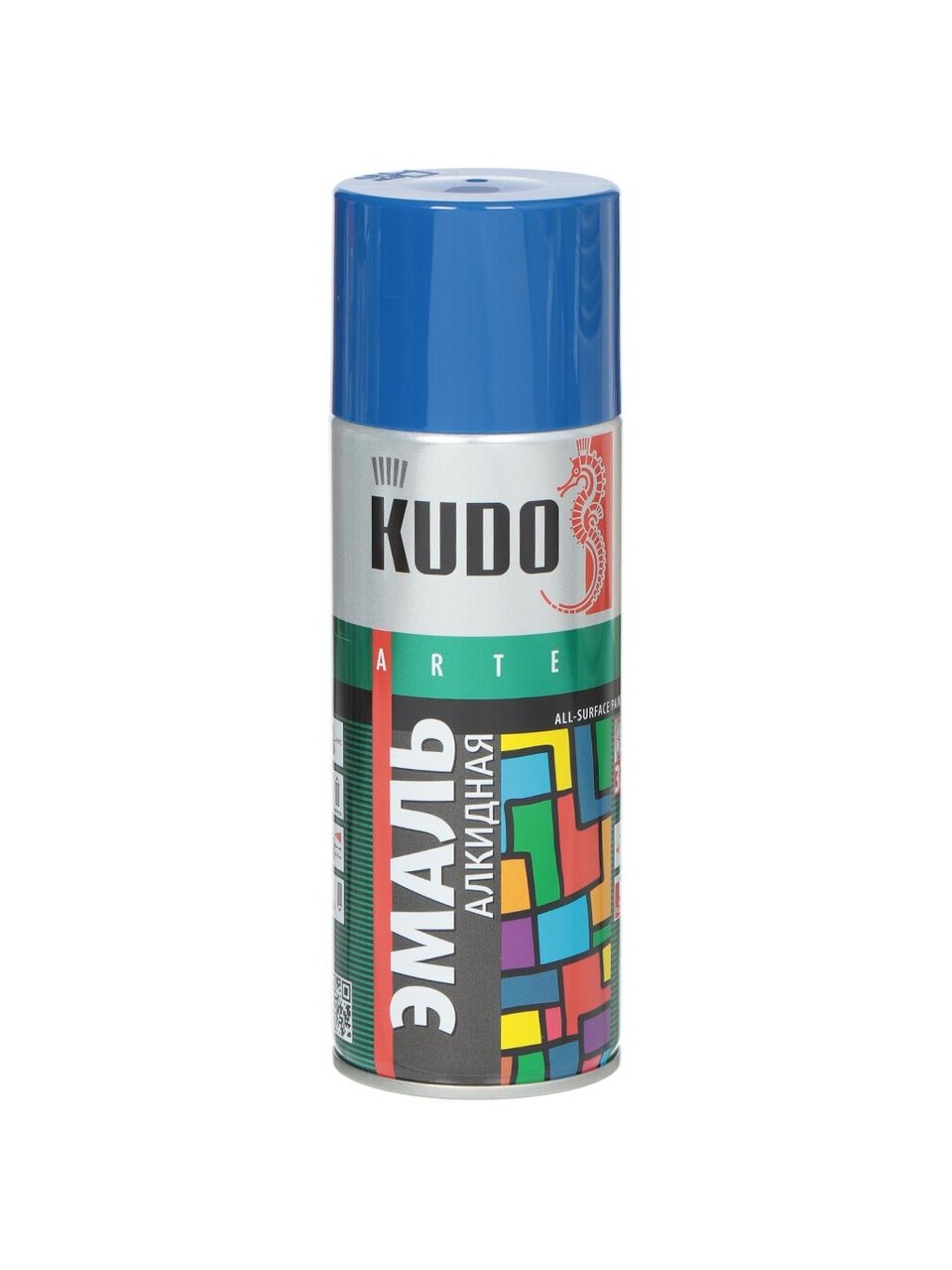 Эмаль аэрозольная, KUDO, универсальная, алкидная, глянцевая, синяя, 520 мл, KU-1011