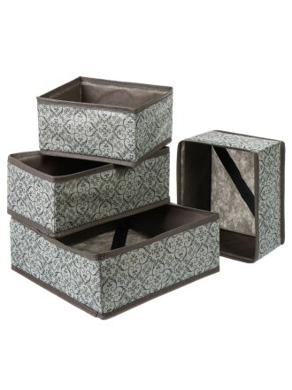 Кофр для хранения, спанбонд, с молнией, твердые стенки, 4 шт, серый, с рисунком, ВС-22-26208