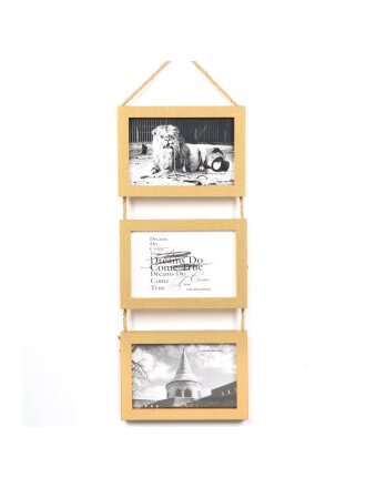 Фоторамка-коллаж на 3 фото, 49х17 см, фото 10х15 см, МДФ, бежевая, Y4-6748