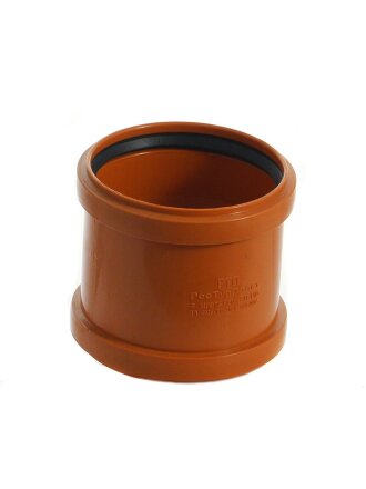 Муфта канализационная 110 мм, РосТурПласт, наружная, соединительная, рыжая, 36697