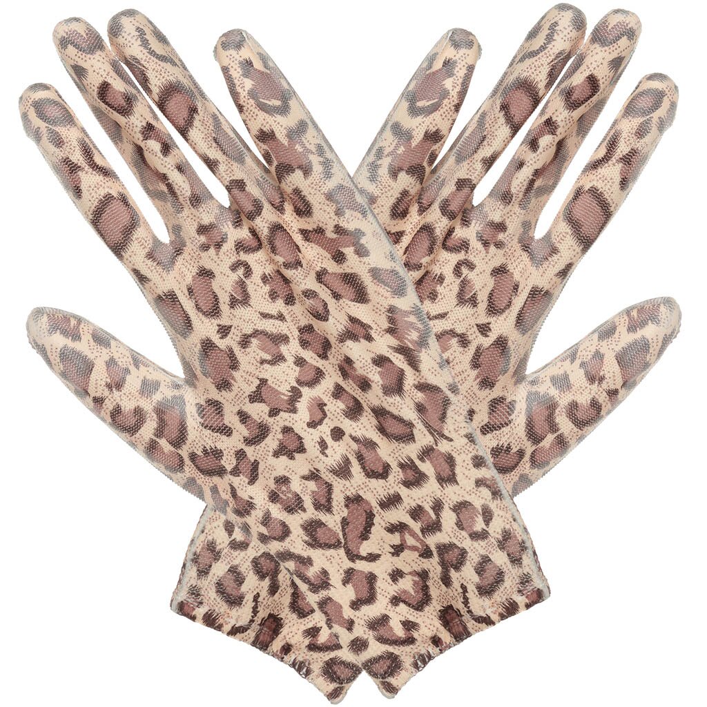 Перчатки нейлон, нитриловый облив, леопардовая основа, Цветочек