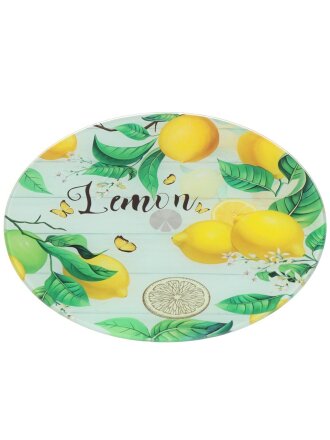 Блюдо стекло, круглое, 28 см, вращающееся, Лимоны, Larange, 105-803