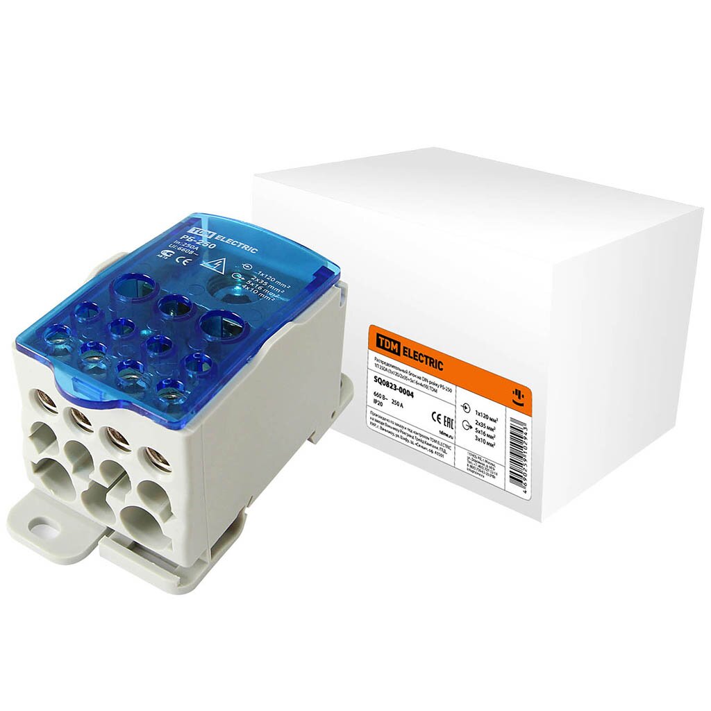 Блок распределительный на DIN-рейку, РБ-250, 1П 250А, TDM Electric, SQ0823-0004 кассетный внутренний блок кондиционера mitsubishi electric