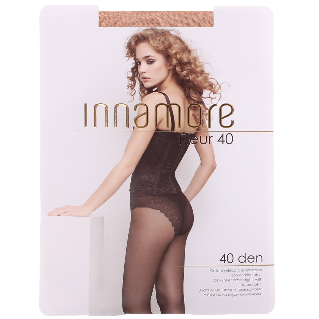 Колготки Innamore, Fleur, 40 DEN, р. 4, caramello/карамель, с ажурными трусиками и прозрачным мыском