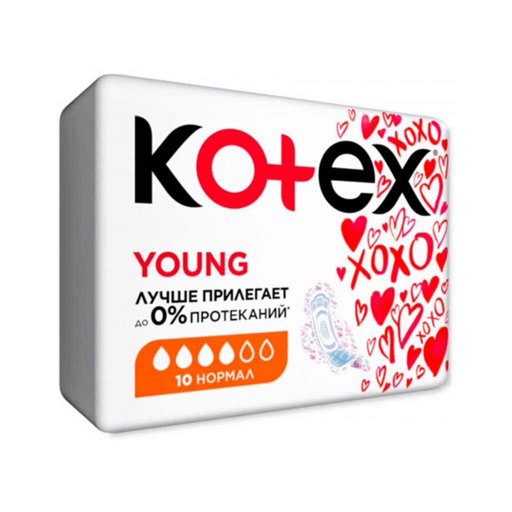 Прокладки женские Kotex, Young Normal, 10 шт, для девочек подростков, 4426 прокладки женские kotex ultra dry
