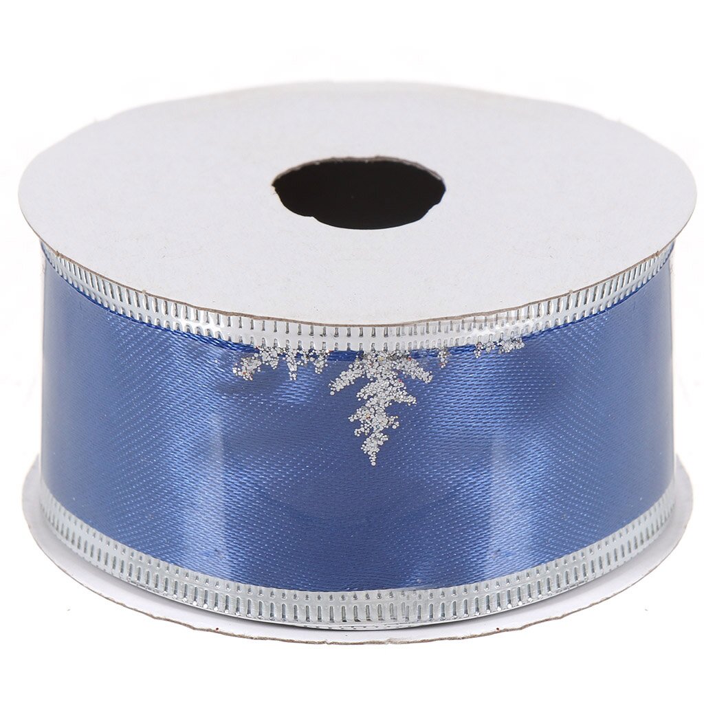 Лента декоративная полиэстер, 270х3.8 см, синий с серебром, Y4-4219