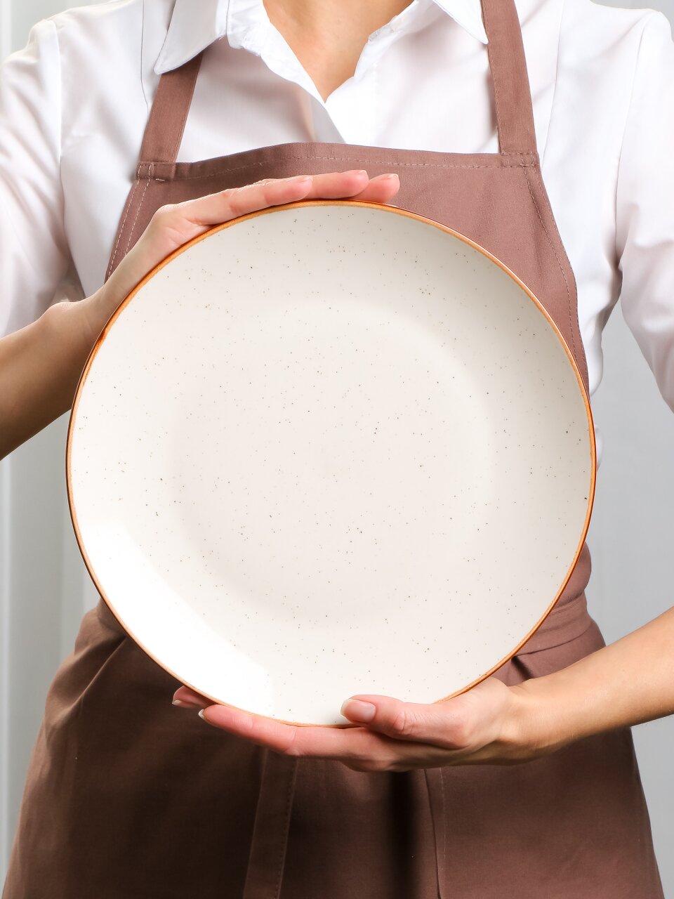 Тарелка обеденная, фарфор, 26 см, Теплый песок, Daniks, 15ТП26006