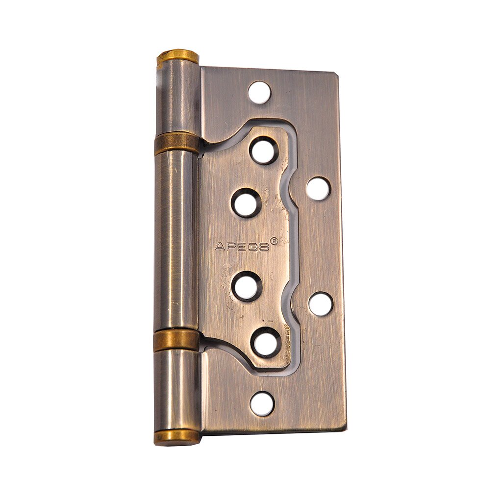 Петля накладная для деревянных дверей, Apecs, 100х75 мм, B2-Steel-АВ, с 2 подшипниками, без врезки, бронза глазок дверной apecs 6016 35 60 ab бронза