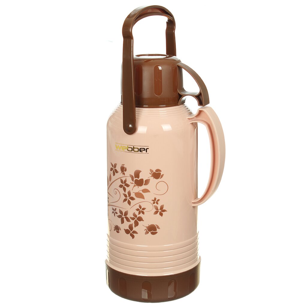 Термос пластиковый со стеклянной колбой Webber 41002/5S-1 бежевый с узким горлом, 3.2 л