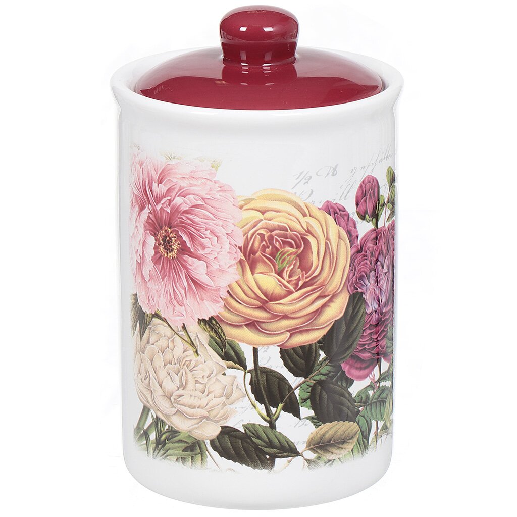 Банка для сыпучих продуктов, доломит, 0.75 л, с крышкой, Французская роза, HC3D01A-P25