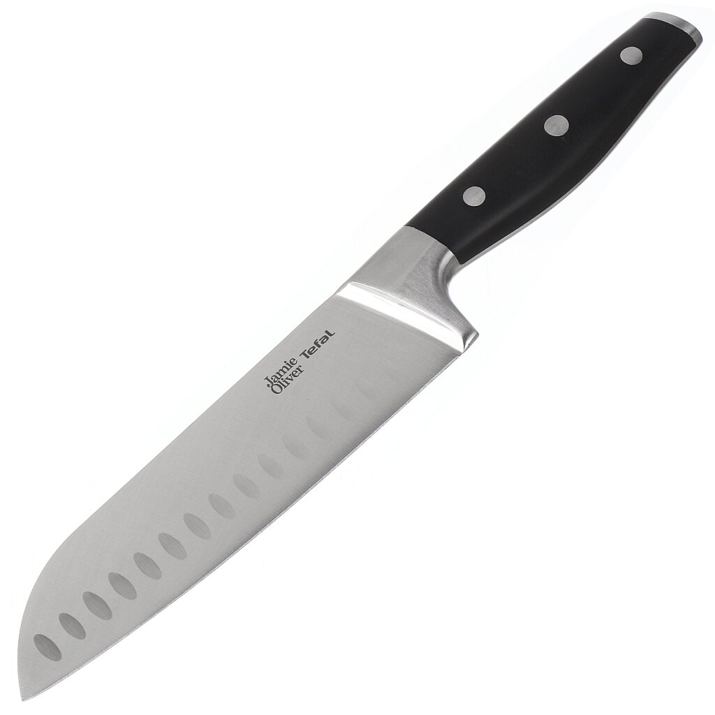 Нож кухонный Tefal, Jamie Oliver, сантоку, нержавеющая сталь, 18 см, рукоятка пластик, K2671844 шпатель нержавеющая сталь 80 мм рукоятка пластик bartex